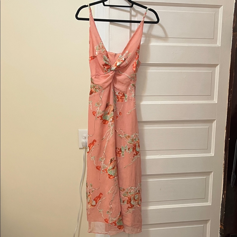 Topshop Pink Tie Front Midi Sundress